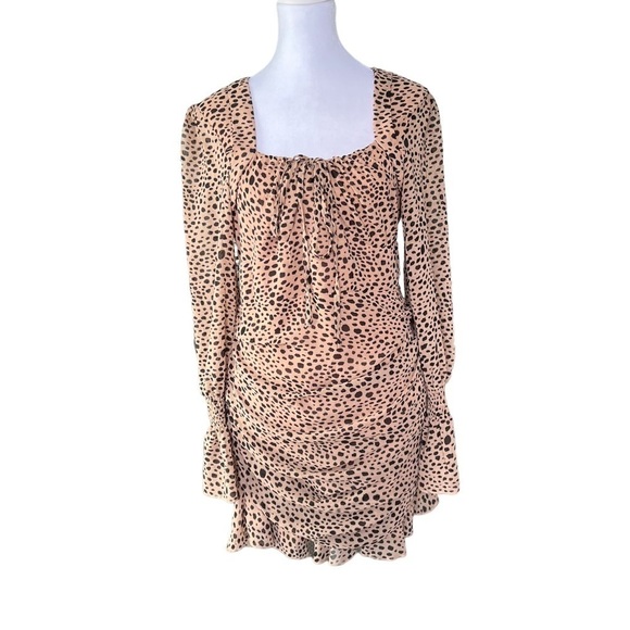 Princess Polly - NWT Animal Print Leopard Ruched Arias Mini Party Dress Sz 6 - Picture 1 of 11